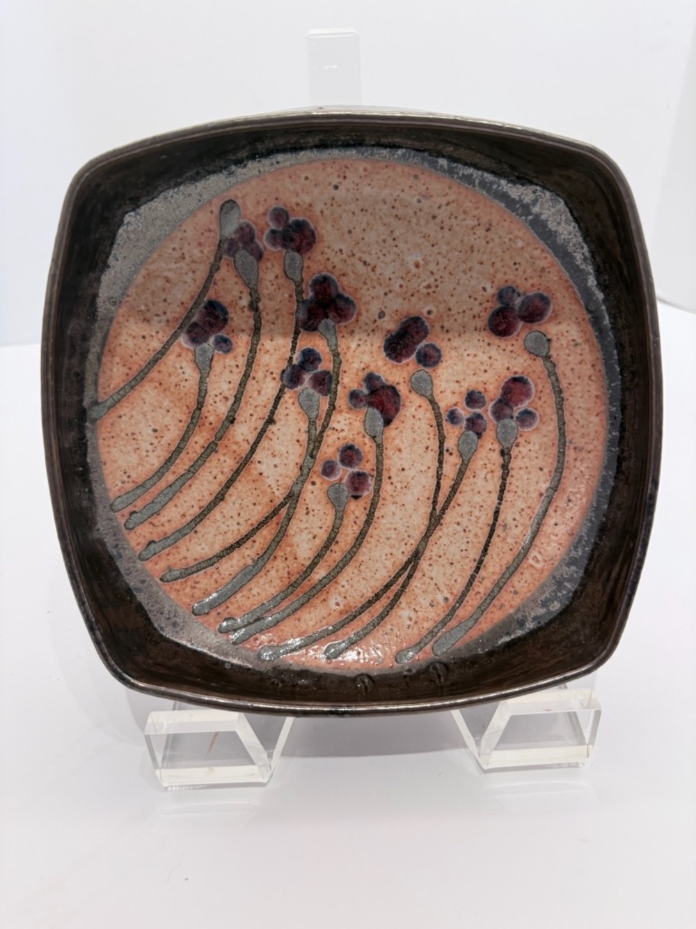 Vintage Donna Polseno Handmade Square Ceramic Bowl